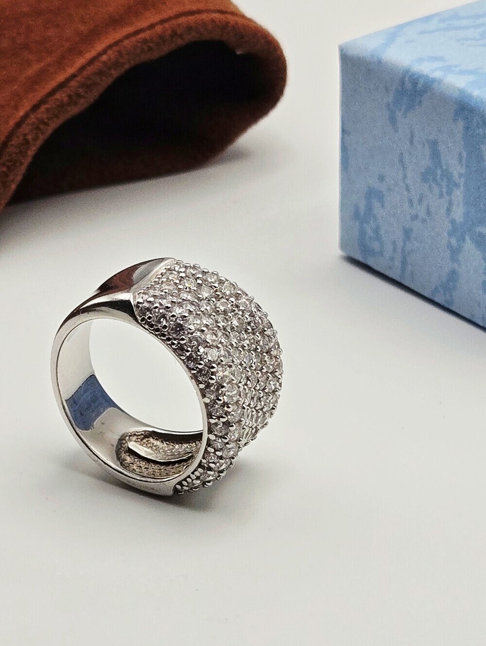 Sterling Sliver Ring Sw 925 CZ Ring Size 7.25 Weight 8g - Picture 3 of 17